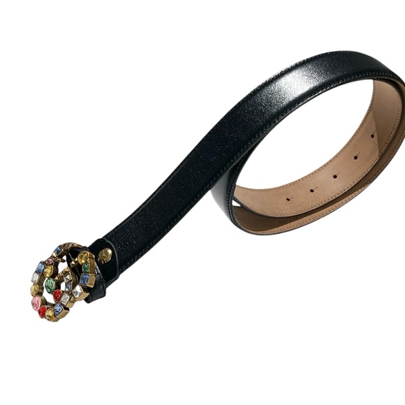🆕 Gucci Style Black Leather Crystal Embellished Marmont Belt 🆕 - Picture 6 of 9